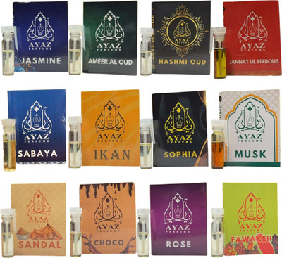 Ayaz Perfume Super Pack Long-Lasting Alcohol-Free Attar 12 Pcs 1ML each Combo Pack Eau de Toilette  -  12 ml(For Men & Women)