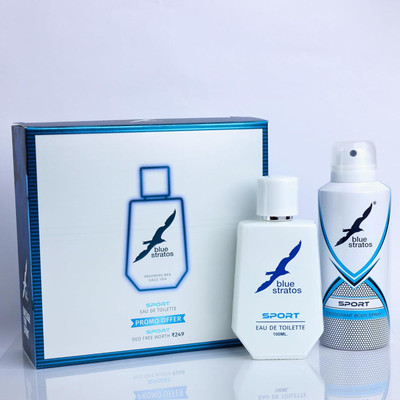 Blue Stratos Sport Eau de Toilette 100 ml with Free Deodorant Long-Lasting Perfume Eau de Toilette  -  100 ml(For Men)