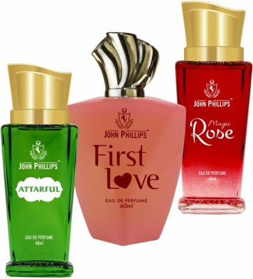 John Phillips ATTARFUL & FIRST LOVE & MAGIC ROSE | Long Lasting French Unisex Perfume Eau de Parfum  -  180 ml(For Men & Women)