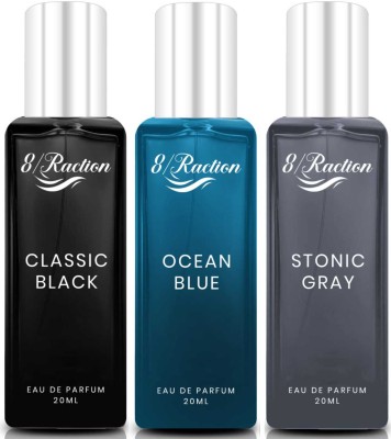 8Raction Platinum Luxury parfum Classic Black+Ocean Blue+Stonic Gray 20ml Combo-03 Eau de Parfum  -  60 ml(For Men)