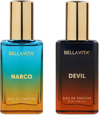BELLAVITA NARCO Perfume & DEVIL Perfume combo|2X20ML|With Citrusy & Woody Notes| Eau de Parfum - 40 ml(For Men & Women)
