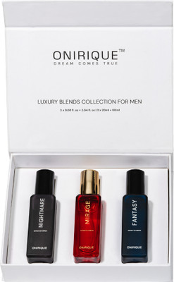 ONIRIQUE Gift Set 3x20ml for Men With FANTASY, MIRAGE, NIGHTMARE | Long Lasting Scent Extrait De Parfum  -  60 ml(For Men)