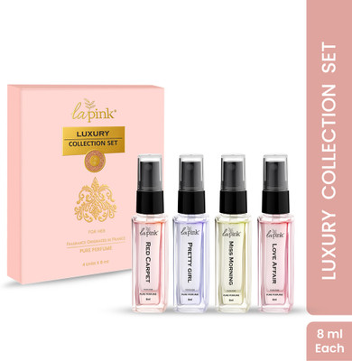 La Pink Luxury French Pure Perfume Gift Set|Long Lasting & Travel Friendly (8ml x 4) Perfume  -  32 ml(For Women)
