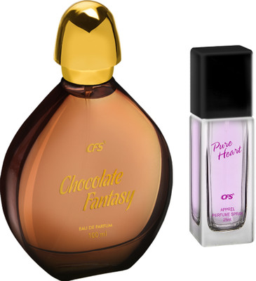 CFS Chocolate Fantasy 100ml Eau De Parfum & PureHeart Pink 25ml Long lasting Perfume Eau de Parfum  -  125 ml(For Men & Women)