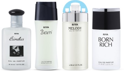 RIYA Bindas & Bawri & Melody Sea Green & Born Rich Eau De Perfume 30 ML Each Eau de Parfum  -  120 ml(For Men & Women)