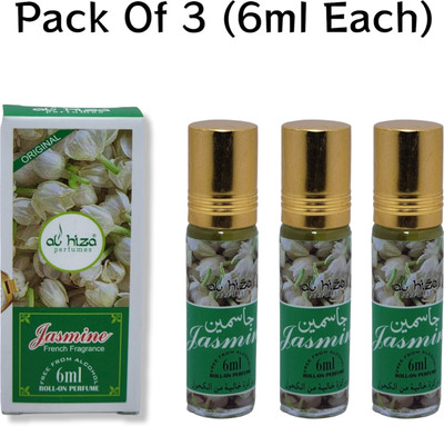 Alhiza Jasmine Roll‑on Perfume | Alcohol‑Free Attar | Pack of 3 Perfume  -  6 ml(For Men & Women)