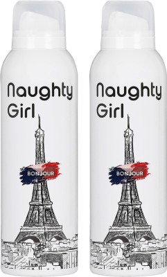 Naughty Girl Premium & Long Lasting Bonjour Deodorant Deodorant Spray  -  For Women(400 ml, Pack of 2)