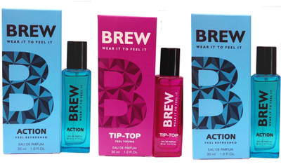 BREW 2 ACTION ,1TIP TOP PERFUME 30 ML EACH , PACK OF 3 . Eau de Parfum  -  90 ml(For Men & Women)