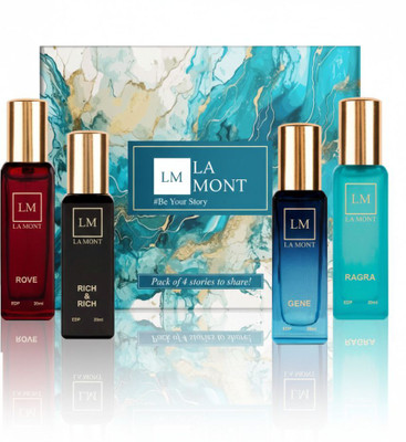 LA MONT PERFUMES Men Perfume Gift Set (4x20ml) | Long-Lasting floral, fruity, citrus Eau de Parfum  -  80 ml(For Men)