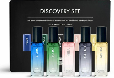 Ajmal Discovery Set of 5 Eau De Parfum 20ml each of Yearn, Prose, Ascend, Neea and Aretha. Eau de Parfum  -  100 ml(For Men & Women)