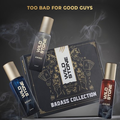 Wild Stone Whisky, Cigar & Ammo Collection of Premium Perfume Gift Set | 20ml Each | Eau de Parfum  -  60 ml(For Men)