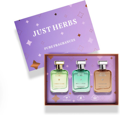 Just Herbs Pure Fragrances Energising & Relaxing Trio Perfume Set of 3 - 50ML Eau de Parfum  -  150 ml(For Men & Women)