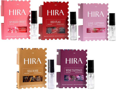 HIRA Eau De Parfum Trial Pack | 5x5ml Perfumes | Red Flag, Wine Tastings & More Eau de Parfum  -  50 ml(For Men & Women)