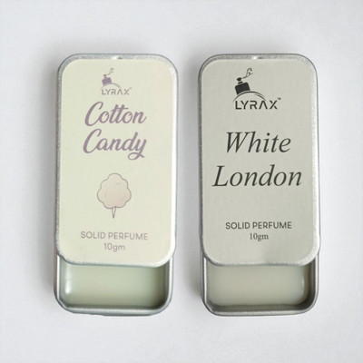LYRAX Cotton Candy & White London Solid Perfume | Long Lasting Pocket Perfume (2x10gm) Eau de Parfum  -  20 ml(For Men & Women)