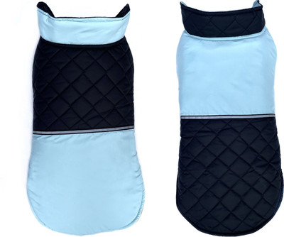 Pets Planet Winter Jacket, Coat for Dog, Cat(Sky Blue Black With Reflector, Reversible Dog Jacket, 30 Inch 6XL)