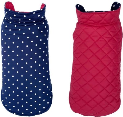 Pets Planet Winter Jacket, Coat for Dog, Cat(Polka Dot Blue Reversible Dog Jacket, 22 Inch XXL)