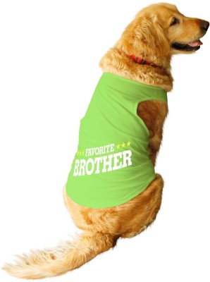 RUSE T-shirt for Dog(Favourite Brother Printed Round Neck Sleeveless Tees/Lime Green)