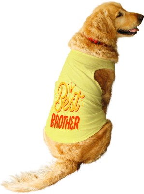 RUSE T-shirt for Dog(Best Brother Printed Round Neck Sleeveless Tees/Lemon Yellow)