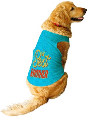 RUSE T-shirt for Dog(Best Brother Printed Round Neck Sleeveless Tees/Steel Blue)