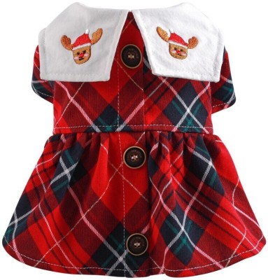 KUTKUT Frock, Dress for Dog, Cat(Red, White)