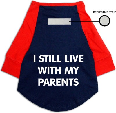 RUSE T-shirt for Dog(Still Live With My Parents Printed Night Glow & Reflective .Navy/Red)