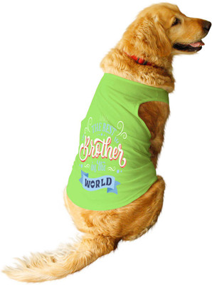 RUSE Tank for Dog(Best Brother In The World Printed Round Neck Sleeveless Tees/Lime Green)