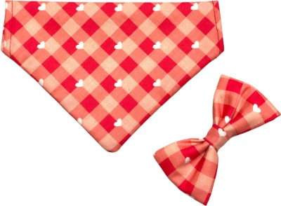 Wags4Whiskers Bow, Bandana for Cat, Dog(Red Plaid Style Bow And Bandana - Cat and PuppyCombo)