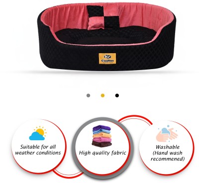 CozyPaws Dog & Cat Washable Beds for Indoor Pets & Puppy, C8-ARDB-08-Black-Peach M Pet Bed(Black & Peach)