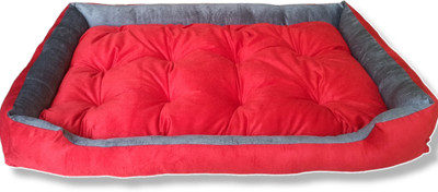 Royals Rore Ultra soft dog & cat Pet bed with fluffy filling L Pet Bed(Red&Grey)