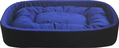Poofy's Pet Island Oval Shape Blue Black Dual Color Fleece Fabric XL Pet Bed(Multi)