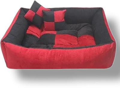 Royals Rore Ultra soft dog & cat Pet bed with fluffy filling (red&black) 4XL Pet Bed(Red& Black 01)