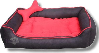 Royals Rore Ultra soft dog & cat Pet bed with fluffy filling L Pet Bed(Black & Red)