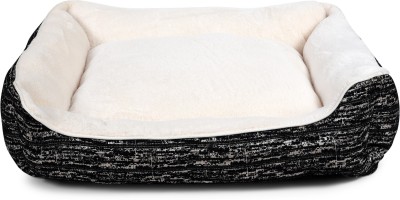 PETS CULT Dog & Cat Pets Bed Soft, Durable Comfortable Polyester Jacquard, Plush Fabric L Pet Bed(Black)