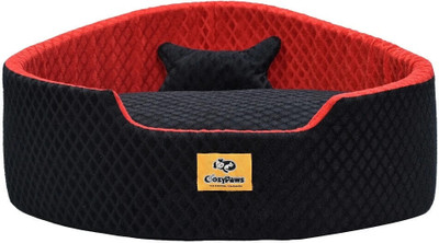 CozyPaws Velvet Pet Bed for Dogs & Cats | Ultra-Soft Cushion | Comfortable & Supportive 4XL Pet Bed(RED BLACK)