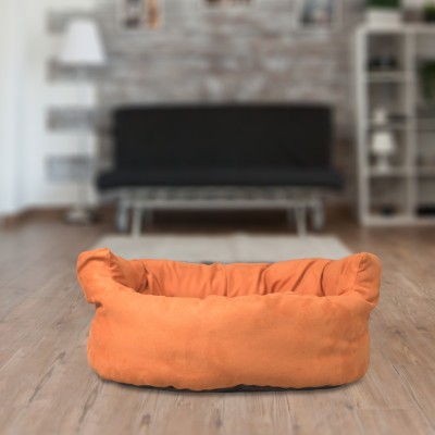 SITSNOOZE Design-4 Orange SuperSoft S Pet Bed(Orange)