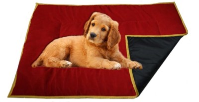 I WISH Quilted Pet Bed Mattress Velvet Smooth Soft Dog Flat Mat Medium 100 x 66 cm M Pet Bed(Red)