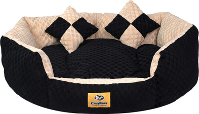 CozyPaws Dog & Cat Washable Beds for Indoor Pets & Puppy, C9-ARDB-09-Black-Beige S Pet Bed(Black & Beige)