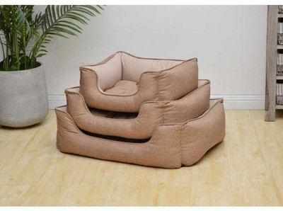 Catry Large and Medium Dog & Cat Cushion Set of 3 L Pet Bed(Brown)