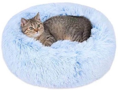 Zexsazone The round donut pet bed is perfect for indoor cats and puppies winter, Summer XXXL Pet Bed(SKY BLUE)