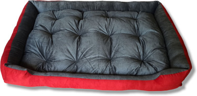 Royals Rore Ultra soft dog & cat Pet bed with fluffy filling L Pet Bed(Red & Grey)