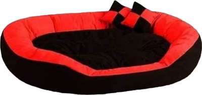 Royals Rore Ultra soft dog & cat Pet bed with fluffy filling L Pet Bed(Red &Black CoLor)
