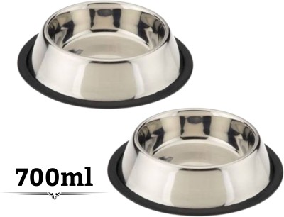 Foodie Puppies Stainless Steel Bowl for Hamster - Pack of 2 | Non-Skid Rubber Bottom Water/Food Stainless Steel Pet Bowl(700 ml Silver)