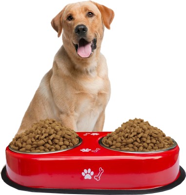 Movson 1600l X 2 Printed Stainless Steel Water and Food Feeding Bowl for Large Dogs Stainless Steel Pet Bowl(1600 ml Multicolor)