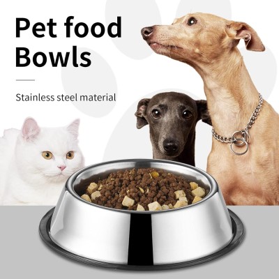 THE DDS STORE Small Dog and Cat Feeding Bowl Steel 400 ml Pet Feeding Stainless Steel Bowl Stainless Steel Pet Bowl(400 ml Silver)