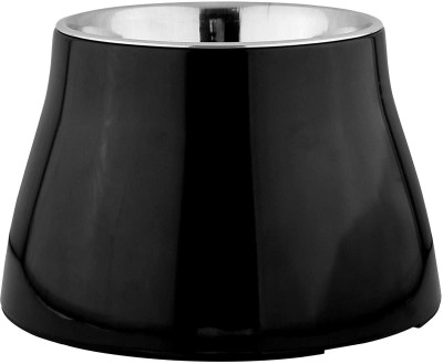 Animax Detachable Stainless Steel and Melamine Anti-Skid Food Bowls for Dogs or Cats (Black)-520 ml Round Stainless Steel, Melamine Pet Bowl(520 ml Black)