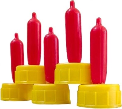 RIZALEX Milk Feeding Nipple Teat with Holder for Goat, Sheep, Puppy and Kitten Silicone, Plastic Pet Bottle(1 ml Red, Yellow)