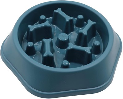 ANAYSHA IMPEX Dog Food Bowl Slow Down Eating Speed & Increase Eating Time Non-Slip, Easy Clean Plastic Pet Bowl(500 ml Blue)