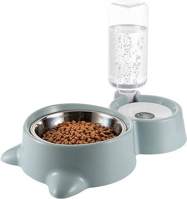 Conziv Double Dog Bowls Automatic Water Dispenser Bottle Water Plastic Pet Bowl & Bottle(500 ml Multicolor)