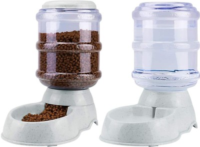 HomeFast Automatic Pet Feeder set,Cat Feeder for Dry Food Dog Water Food Dispensers 3.8L Plastic Pet Bowl & Bottle(3.8 L Grey)