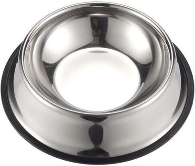 Vigourholistic dog and cat pet bowls for food & water, anti-skid with 1 additional rubber Stainless Steel Pet Bowl(200 ml Silver)